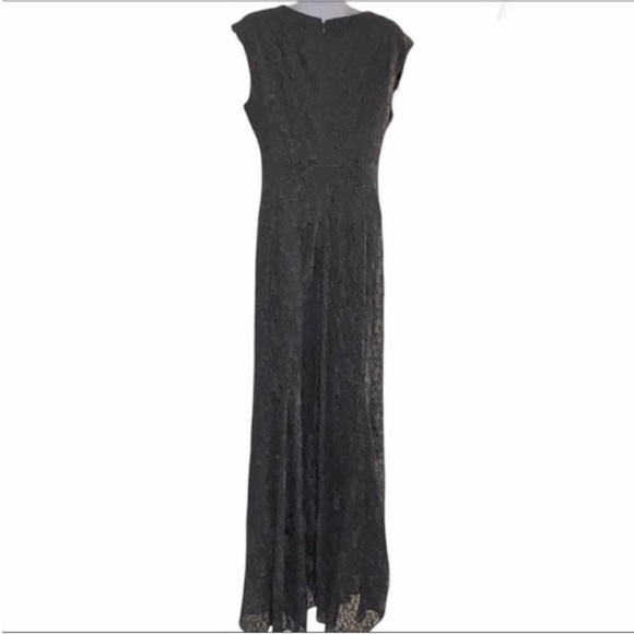 TAHARI lace sequins long formal dress 10 black - Picture 6 of 8